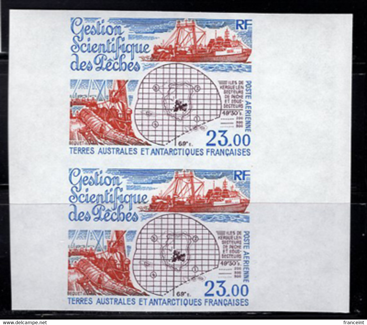 F.S.A.T. (1994) Fishery Management. Iimperforate Pair. Scott No C129, Yvert No PA130. - Imperforates, Proofs & Errors