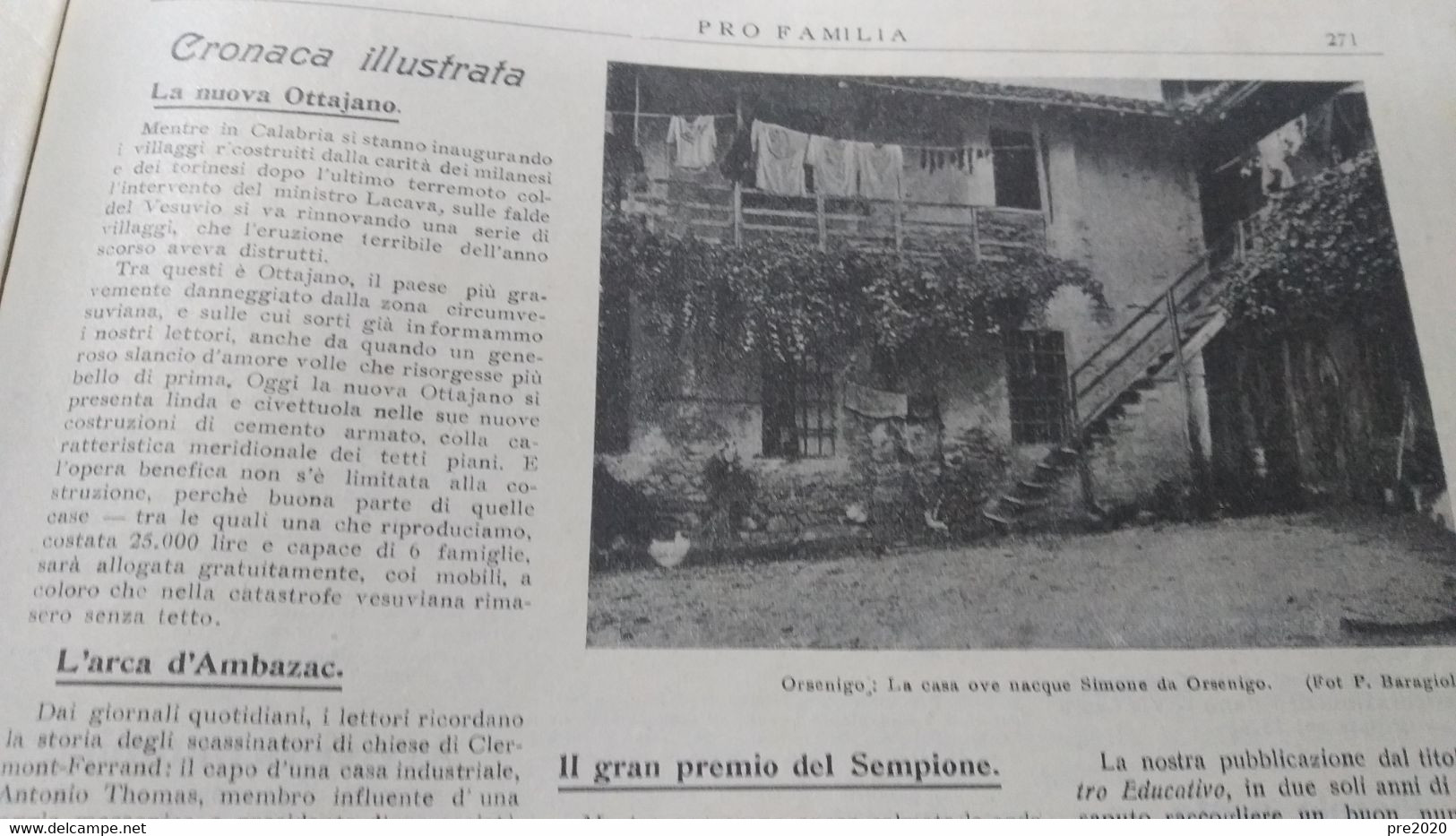 PRO FAMILIA 1907 INONDAZIONE LUINO PALLANZA VALLE DEL PO CRISSOLO PAESANA OTTAVIANO ORSENIGO LODI