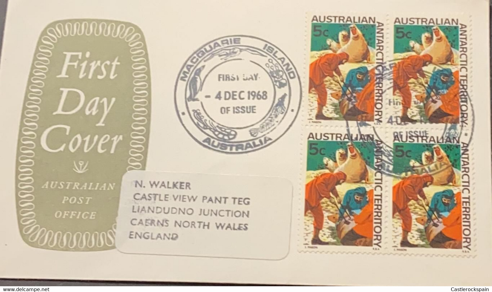 O) 1968 AUSTRALIA, ANTARCTIC TERRITORY, BRANDING OF ELEPHANT SEALS, MACQUARIE ISLAND, TO ENGLAND. XF - Andere & Zonder Classificatie