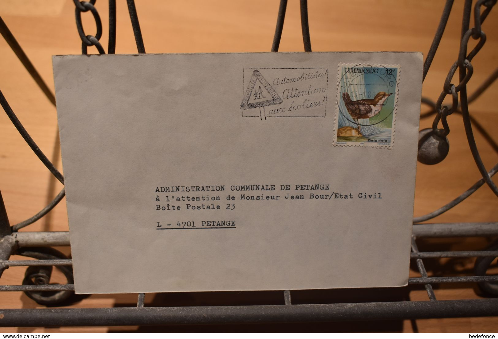 Luxembourg - Enveloppe Avec Flamme Et Timbre Oiseau Cincle Plongeur - Franking Machines (EMA)