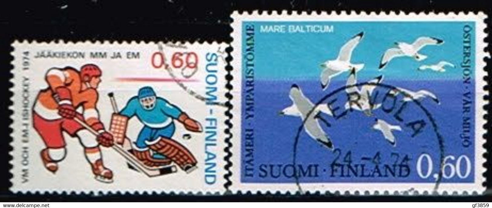 FINLANDE/Oblitérés/Used/1974 - Hockey Sur Glace,Mouettes / YVT N°711,712  - MI.N°745,748 - Usados