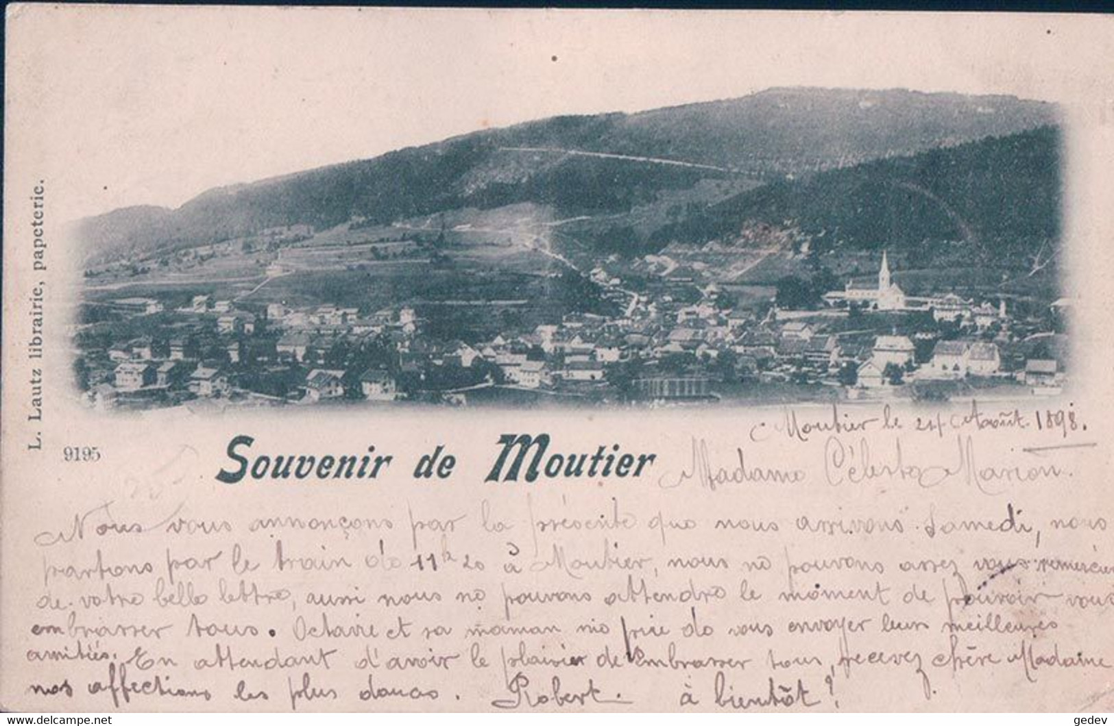 Souvenir De Moutier BE 1898 (9195) - Moutier