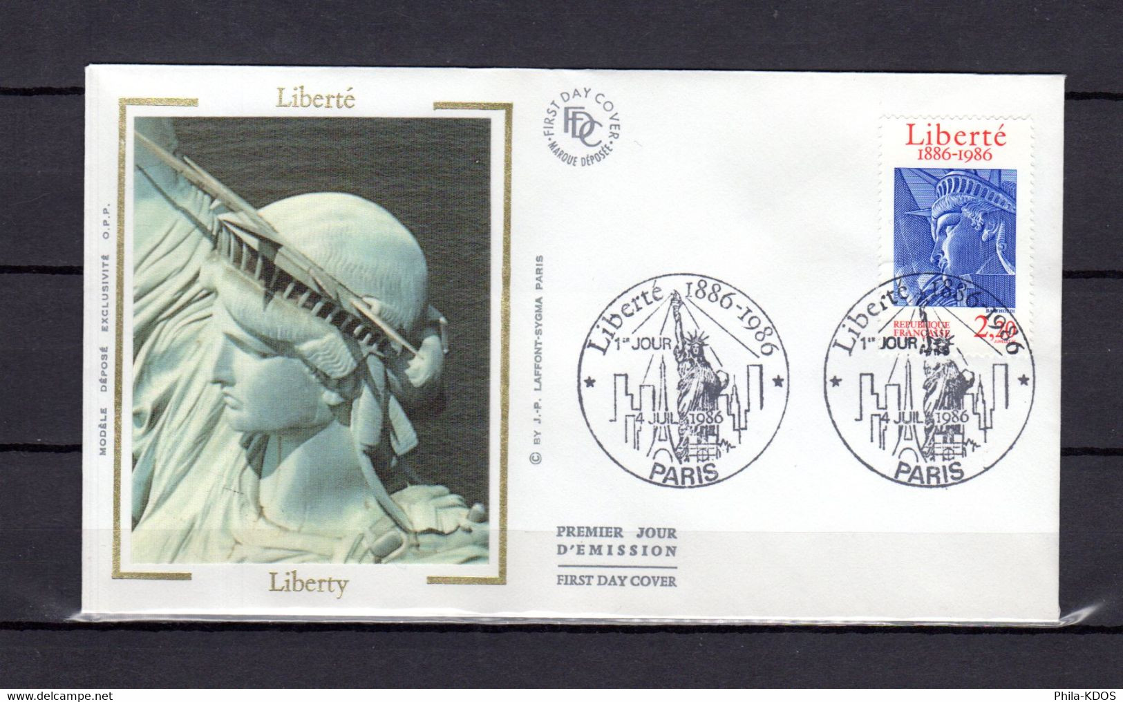 &#128509 " 100 ANS DE LA STATUE DE LA LIBERTE " Sur Enveloppe 1er Jour Sur Soie De 1986 N° YT 2421 Parfait état  FDC - Monumenti