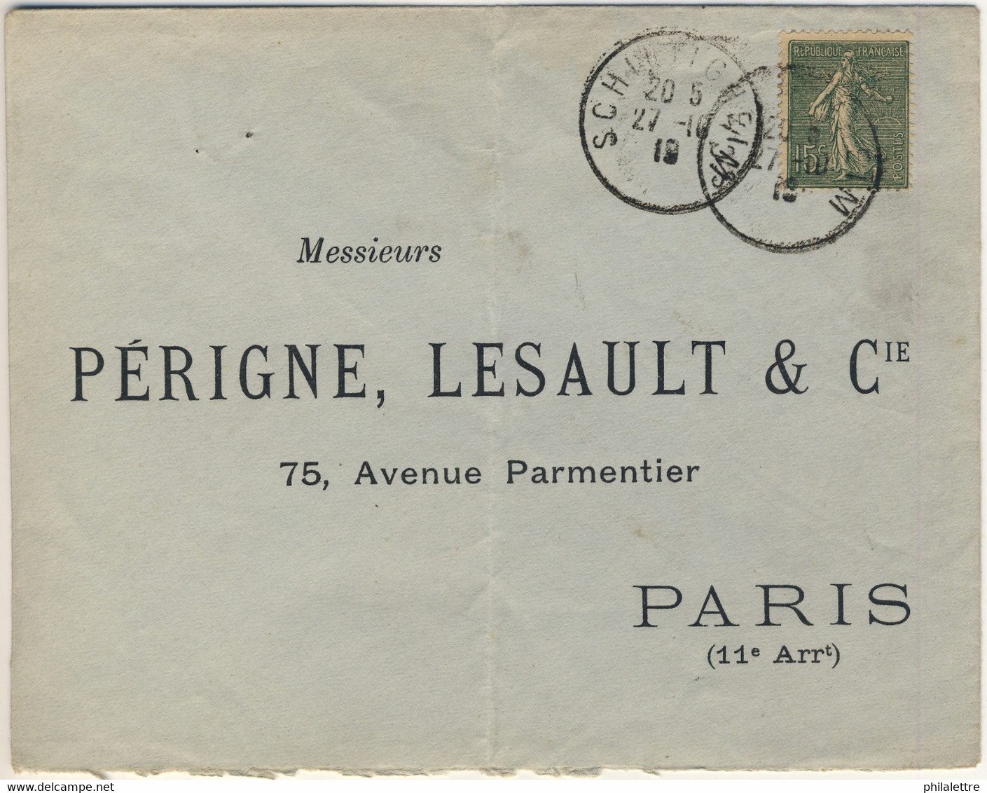 FRANCE / Alsace-Lorraine - 1919 - Yv.130 Oblitéré CàD "SCHILTIGHEIM" Sur Enveloppe Pour Paris - 1877-1920: Semi-Moderne