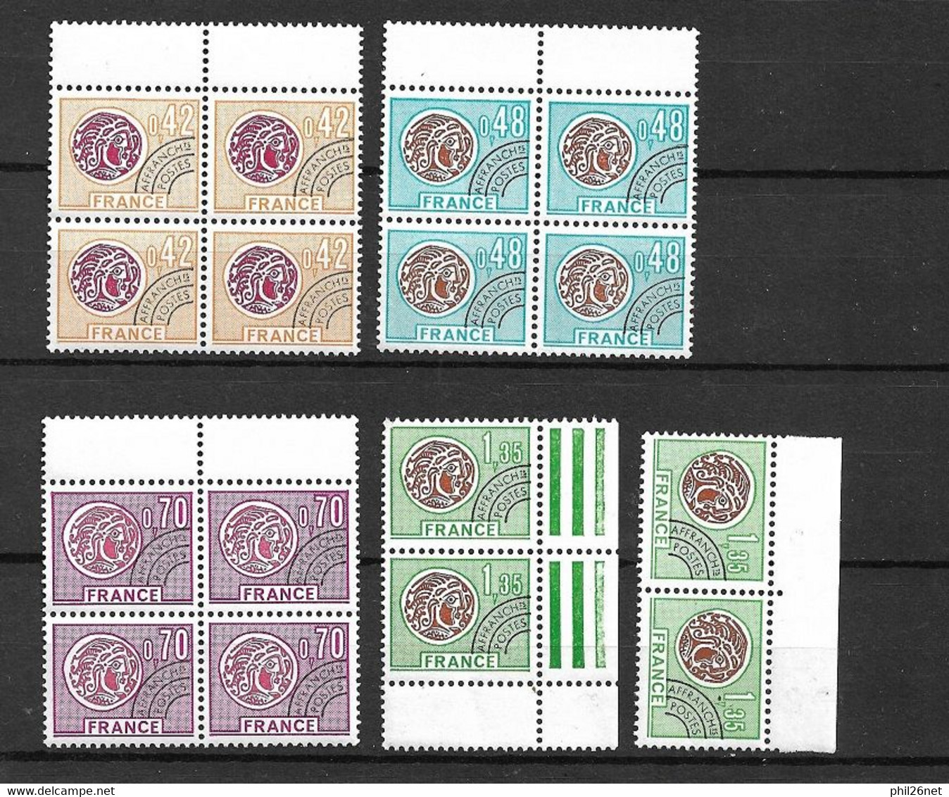 France Préoblitérés N° 134   à 137 X  4      Neufs    * *   B  / TB =MNH F/VF     Voir Scans       - 1964-1988