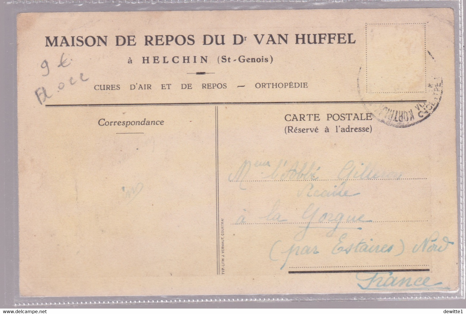 HELCHIN.  MAISON DE REPOS DU Dr.Van Huffel. - Spiere-Helkijn