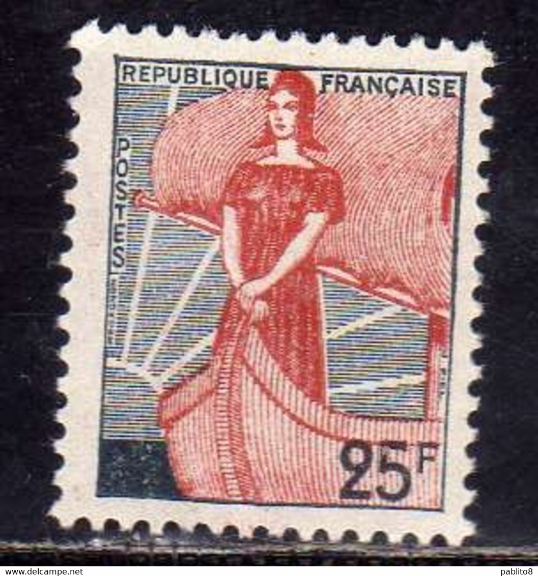 FRANCE FRANCIA 1959 MARIANNE ALLA NEF AND SHIP OF STATE MARIANNA FR 0.25c MNH - 1959-1960 Marianne In Een Sloep