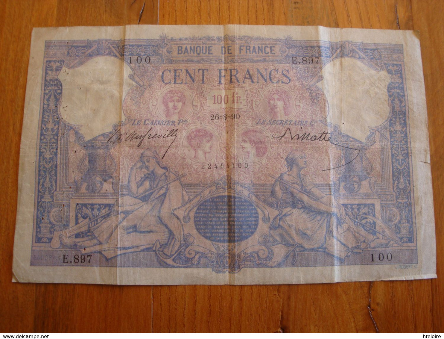 MAGNIFIQUE Et RARE 100 Francs Bleu Et Rose Du 26/08/1890 - 100 F 1888-1909 ''Bleu Et Rose''