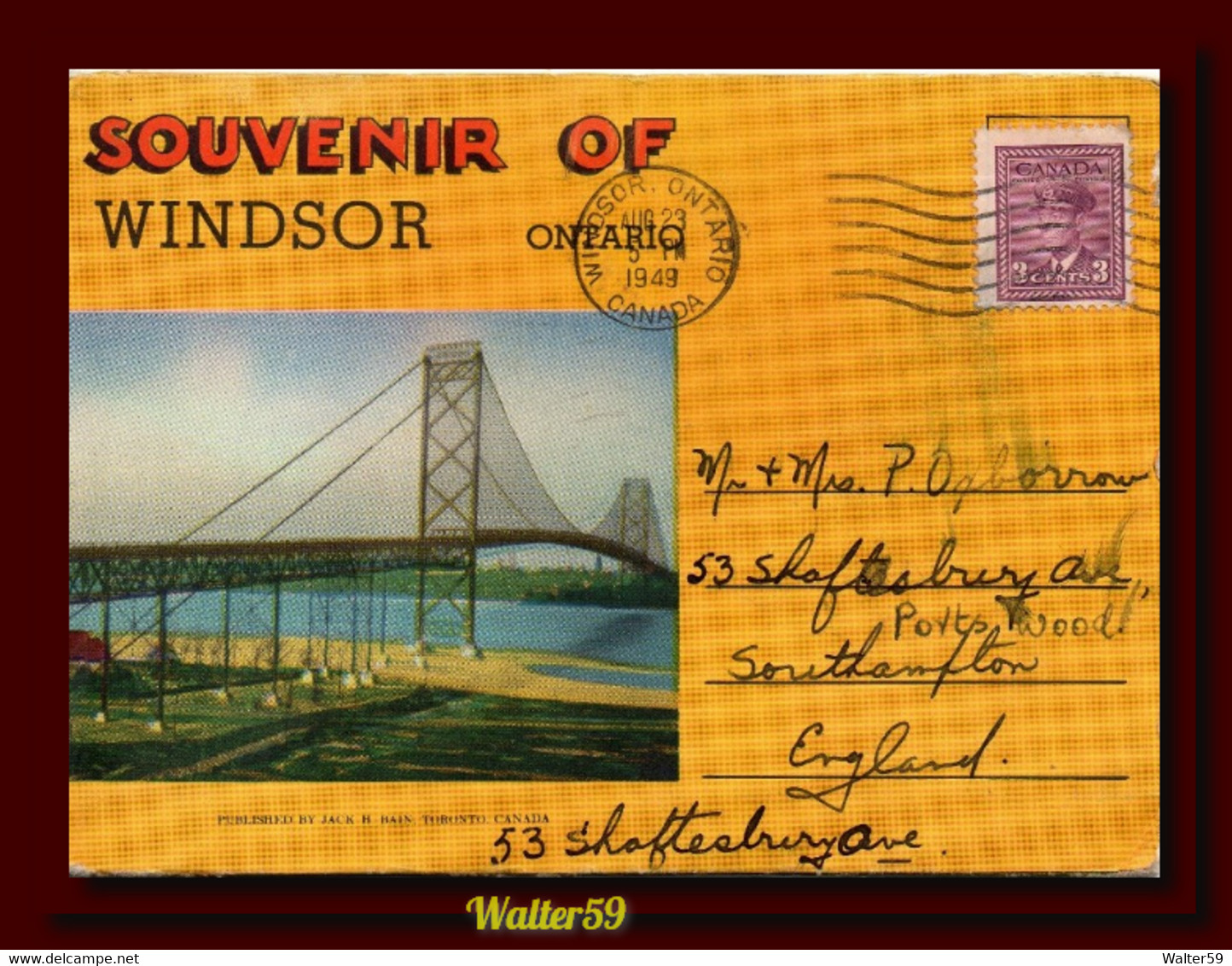 1949 Canada WINDSOR Ontario Letter Card 18 Views Posted To England 2scans - Postgeschiedenis