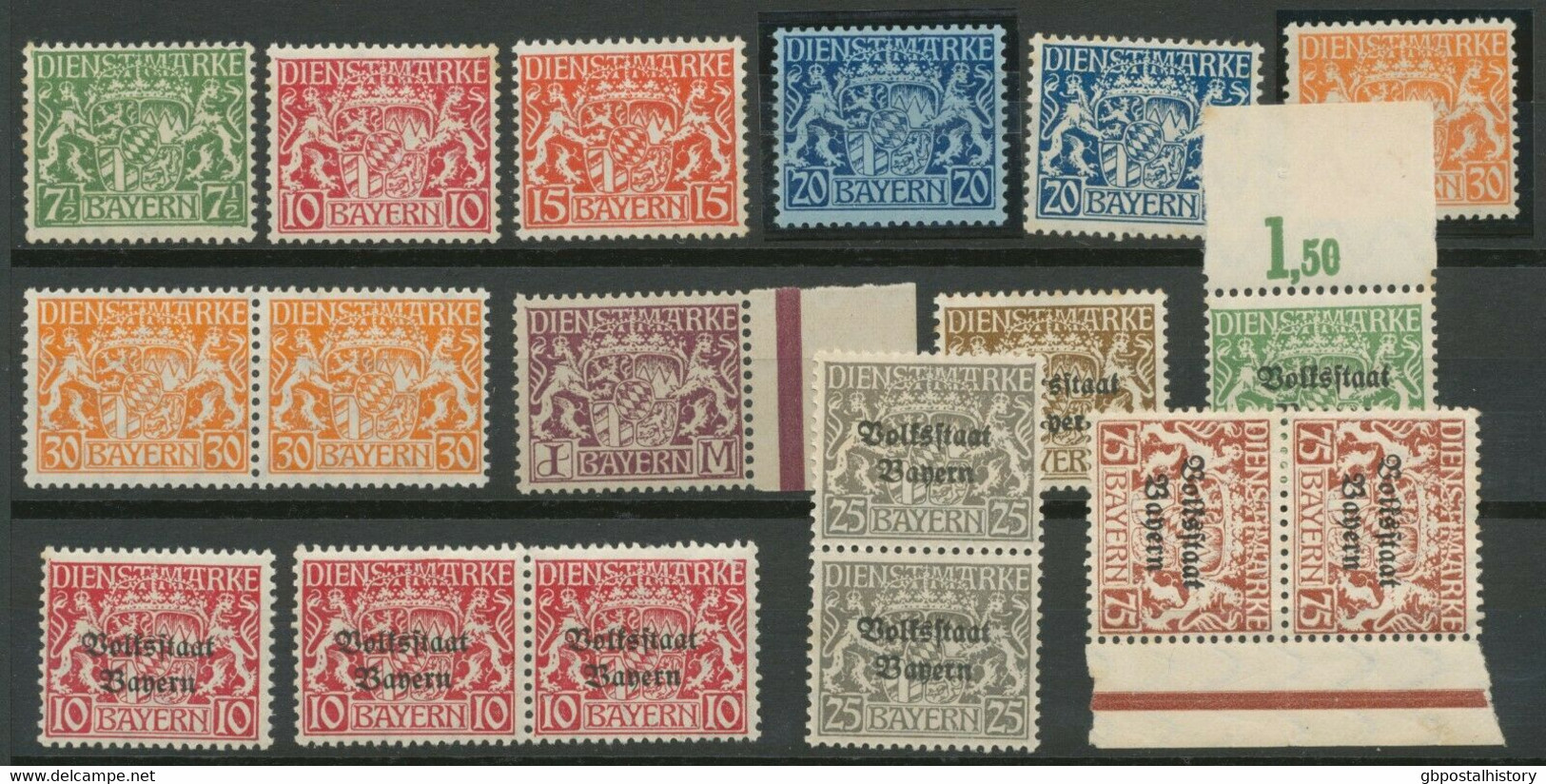 BAYERN 1916/19, Postfrische Schöne Kab.-Dienstmarken-Sammlung Bayerisches Wappen - Sammlungen