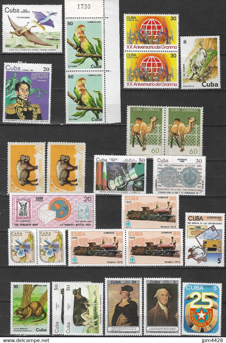 CUBA,  Lot De 80  Timbres Neufs ** Parties De Feuilles, Bandes, Paires, Etc - Collections, Lots & Series