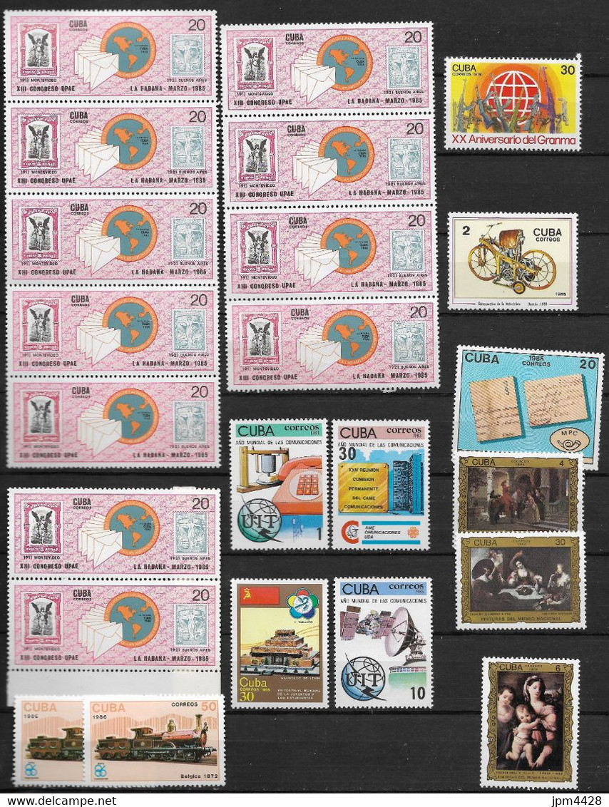 CUBA,  Lot De 80  Timbres Neufs ** Parties De Feuilles, Bandes, Paires, Etc - Collezioni & Lotti