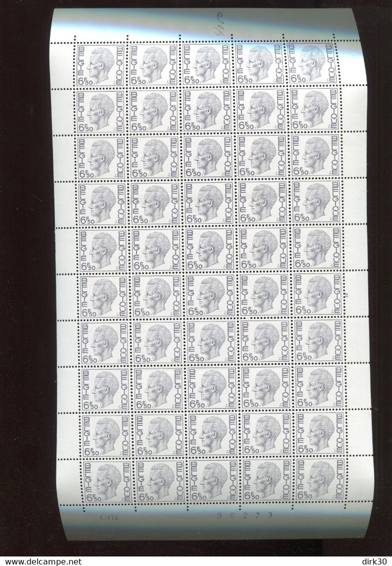 Belgie 1974 1744P5 Elstrom Boudewijn Monarchie Polyvalent Full Sheet MNH Plaatnummer 2 - 1971-1980