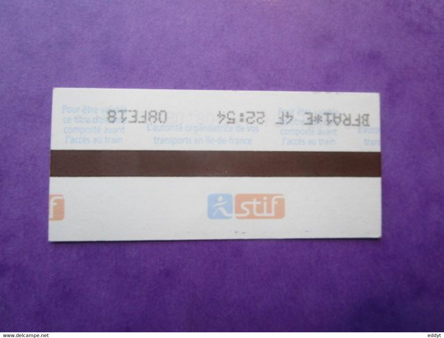 1 TICKET  Métro Autobus Rer -  RATP/SNCF - PARIS - 2° Classe  - TBE - Mundo