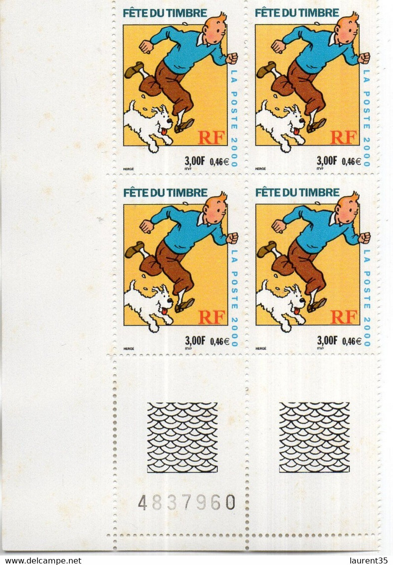 France.bloc De 4 Numéroté Du N°3303 Fete Du Timbre.tintin N**. - Ungebraucht