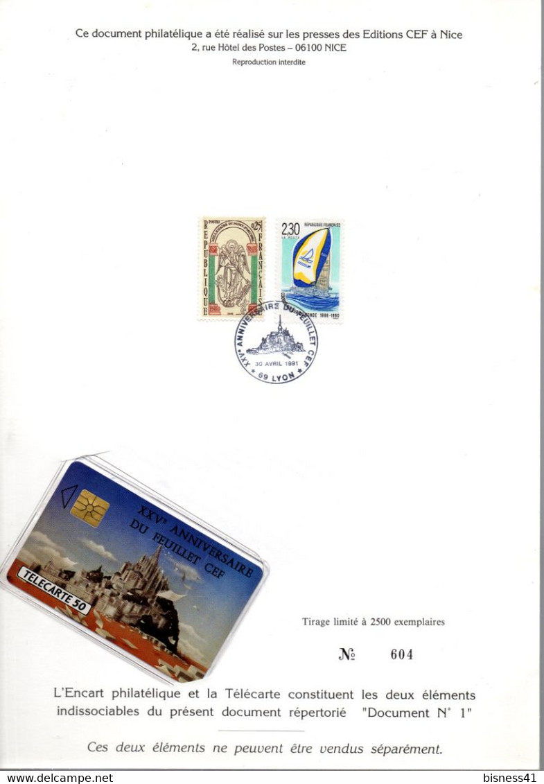 Télécarte En37a  Avril 1991 Neuve Numérotée 1er Jour Sur Document Philatélique - 1991