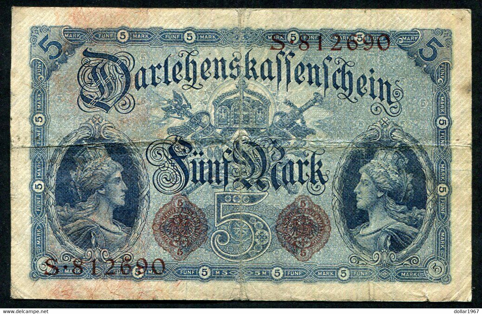 Germany - Duitsland ,6stellig ( A )  Ersten Weltkriegs , 5 Mark  1914-1918 - NR S 812690 - 5 Mark