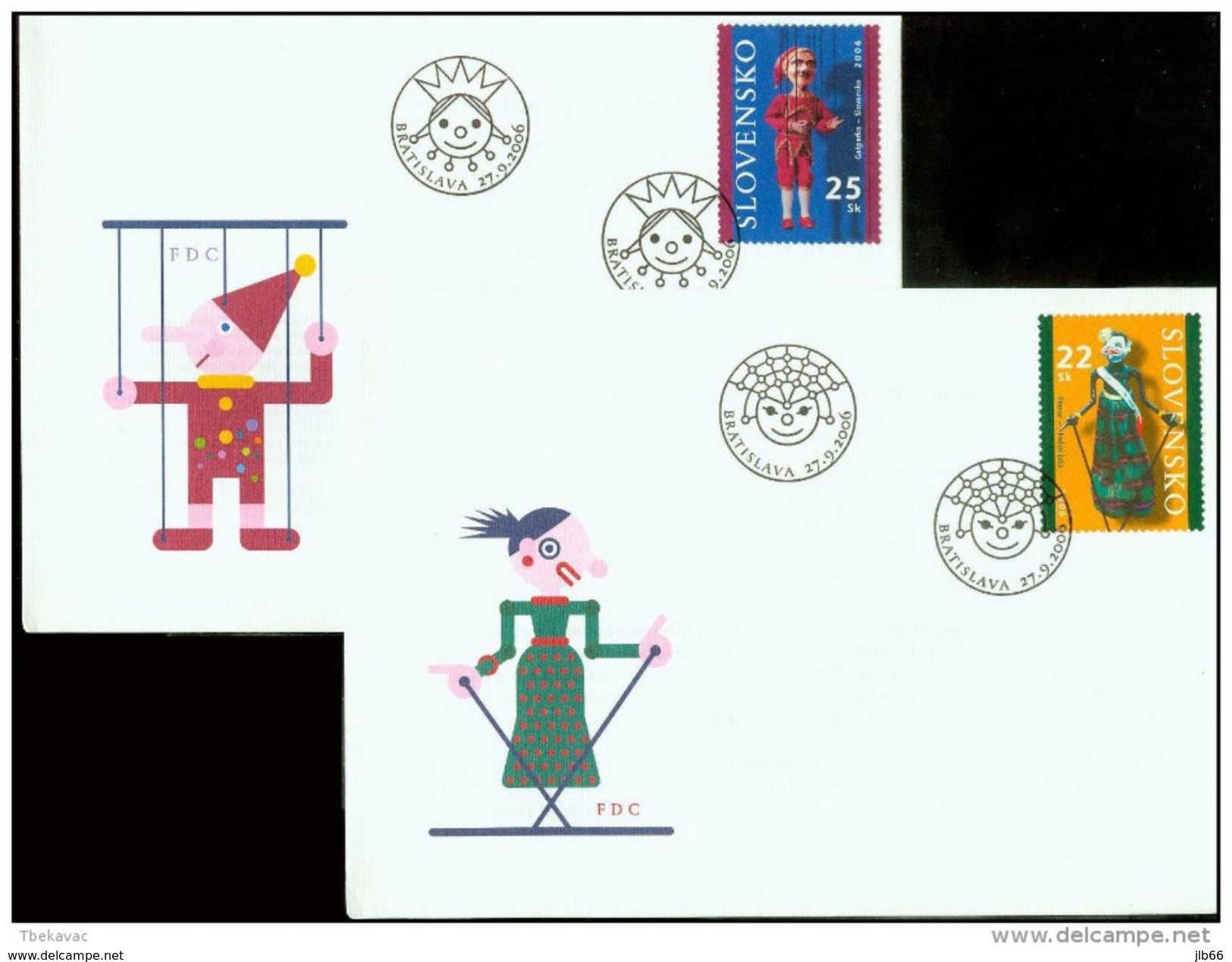 2 FDC 383 384 SLOVAQUIE 2006 Puppet Theatre De Marionnettes Indonésie Yv 470 471 Mi 542 543 - FDC