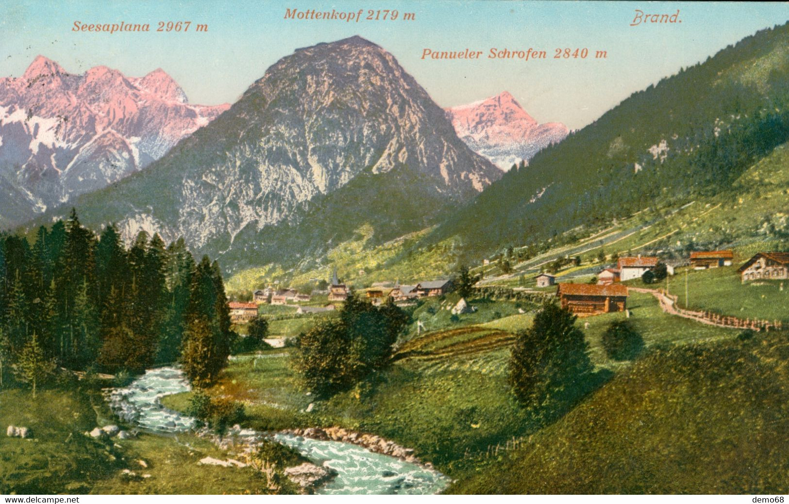 Autriche Oesterreich Austria Vorarlberg Brand Seealplana Mottenkopf Panueler Schrofen Alpes Tessinoises  Litho 1929 - Brandertal