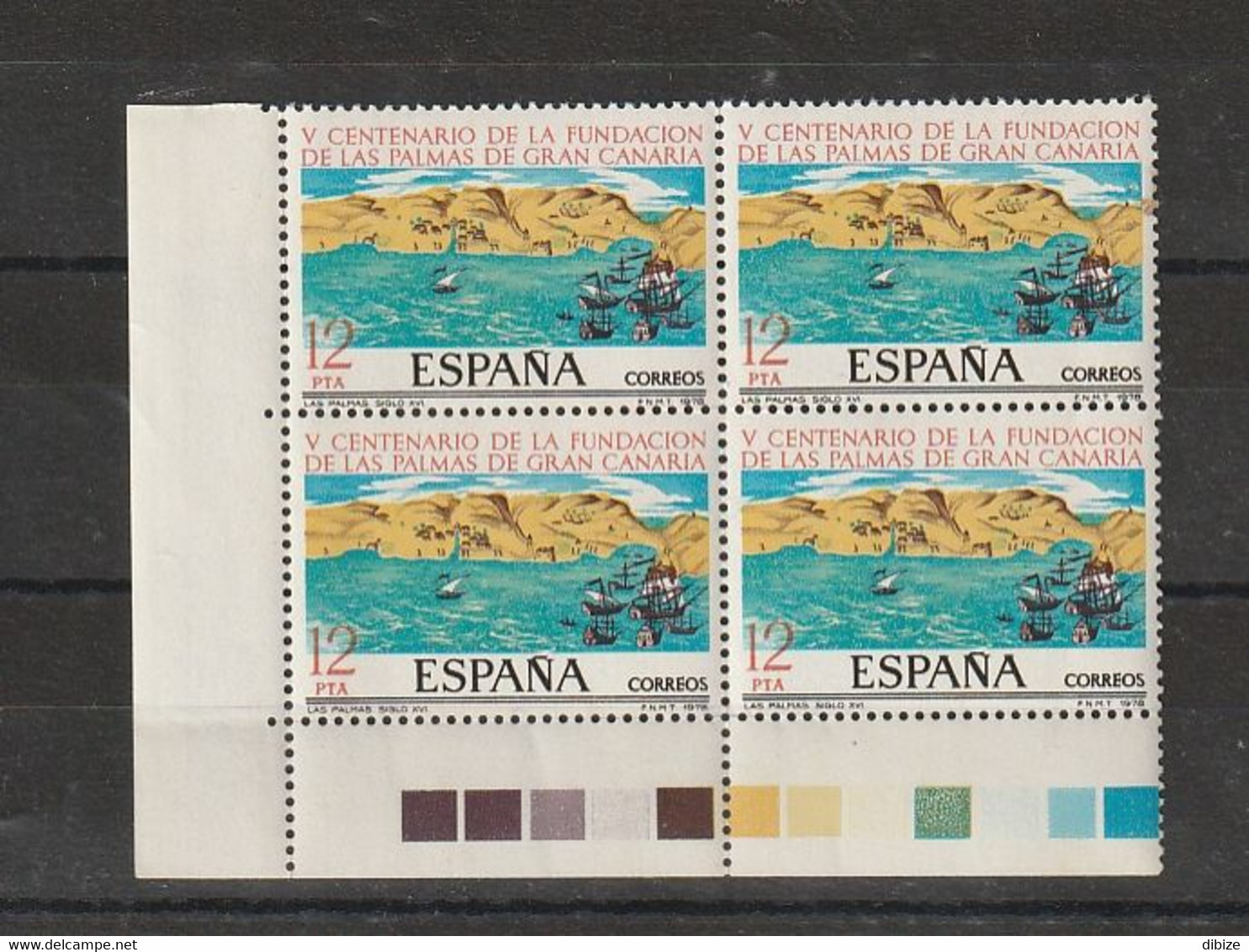 España. Esquina De 4 Sellos Nuevos. Edifil  N ° 2479. 1978. V Centenario De La Fundacion De Las Palmas De Gran Canaria. - Nuevos