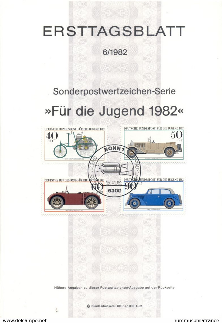 Allemagne 1982 - Michel N. 1123/26 - Véhicules Historiques (Y & T N. 955/58) - 1981-1990