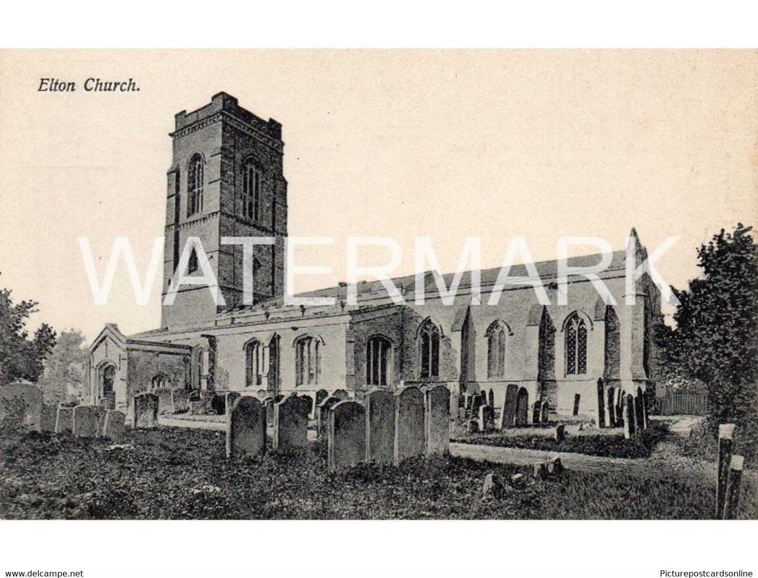 ELTON CHURCH OLD B/W POSTCARD HUNTINGDONSHIRE - Huntingdonshire