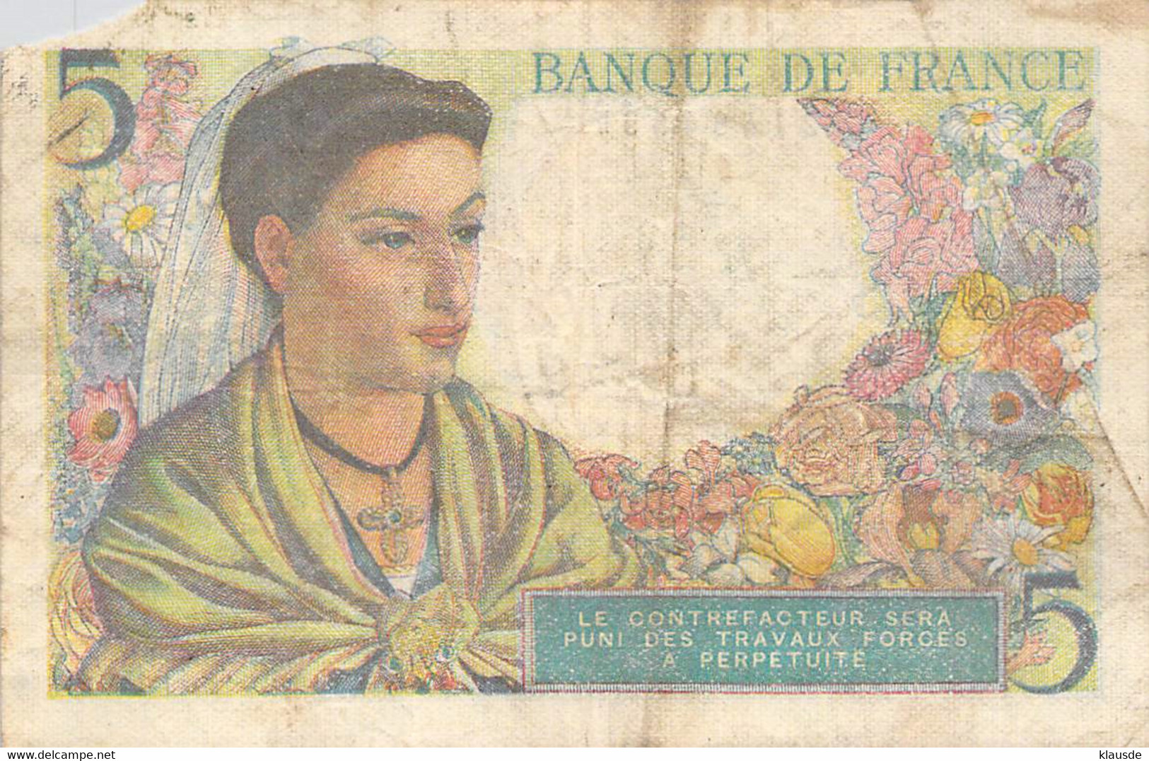 Frankreich 5 Francs  Berger 1943 VG/G IV - 5 F 1943-1947 ''Berger''