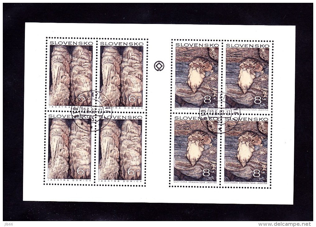 Bloc1997  De 4X2 Timbres Grottes YT 238/239 Oblitéré/  Sheet 1997 Used Mi 280/281 Höhlen - Blocks & Kleinbögen