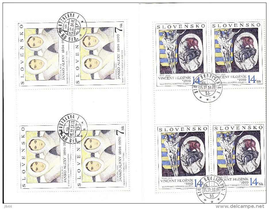 2 Blocs De 4 Timbres Art 1994 Oblitérés Filles De Alexy Et Taureaux De Hloznik YT 175/6 / Mi 211/2 - Blocchi & Foglietti