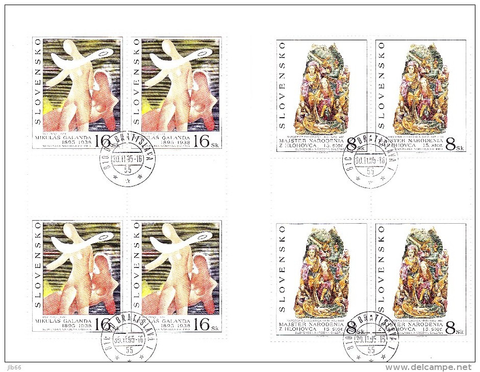 2 Blocs De 4 Timbres Art 1995 Oblitérés YT 205/206 / 2 Sheets Art 1995 Used Mi 243/244 - Blocs-feuillets