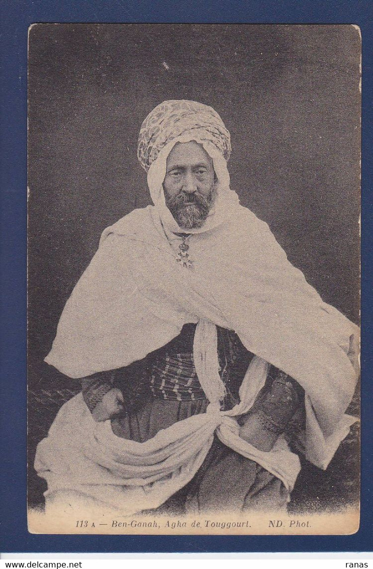 CPA Algérie Ben Ganah Touggouri écrite - Hommes