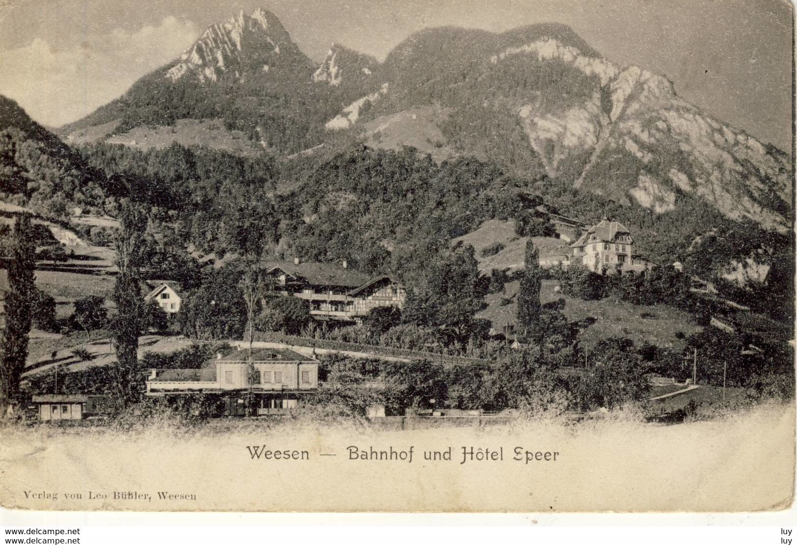 WEESEN,  See-Gaster  - Bahnhof Und Hotel Speer , Um 1900,  Verlag Leo Bühler - Weesen