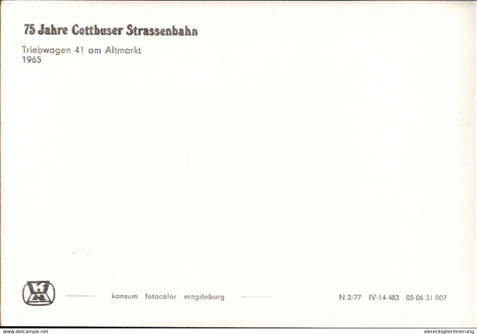 ! DDR S/w Ansichtskarte 75 Jahre Cottbuser Straßenbahn, Tram - Tramways