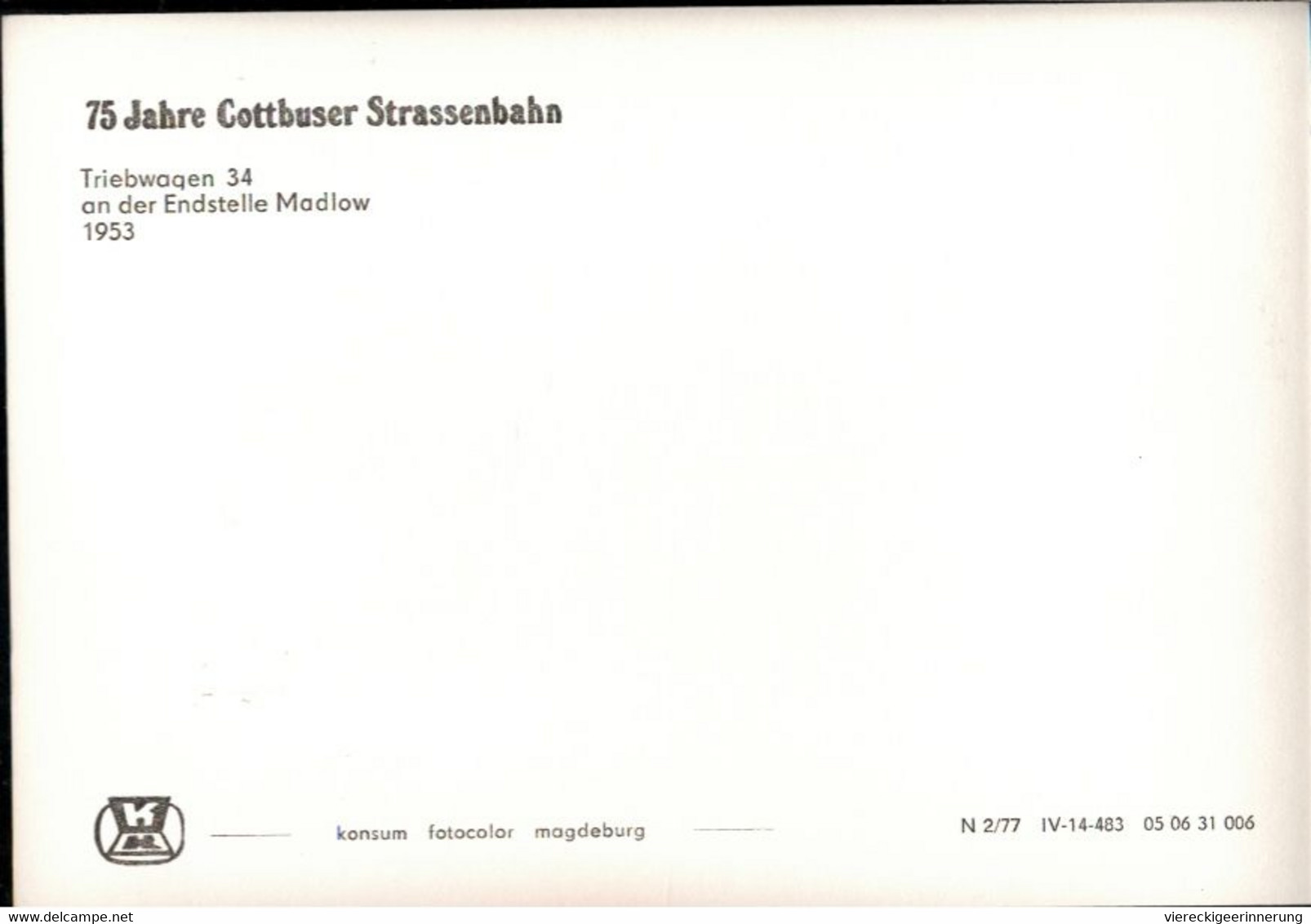 ! DDR S/w Ansichtskarte 75 Jahre Cottbuser Straßenbahn, Tram - Strassenbahnen
