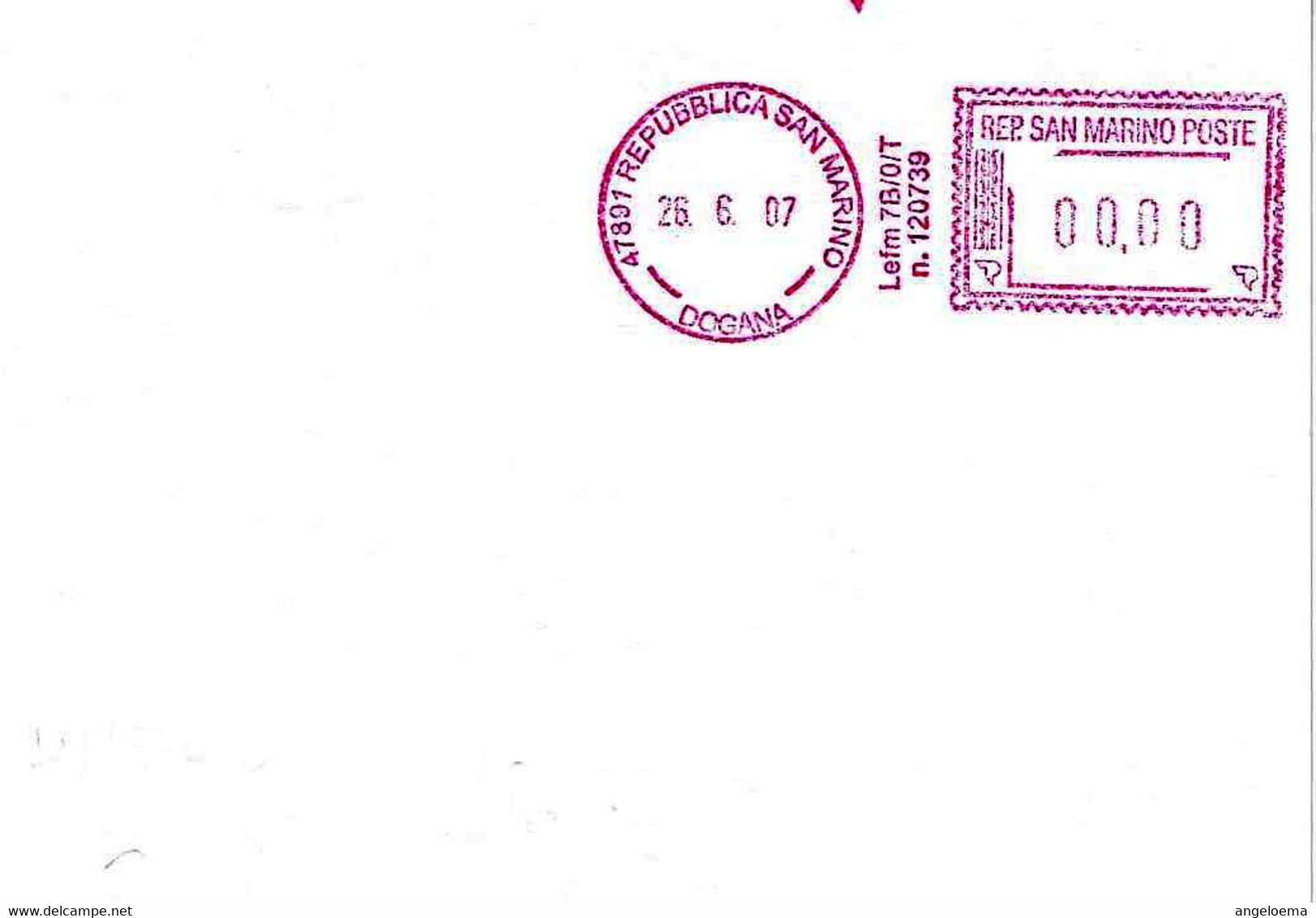 SAN MARINO - 2007 SCM ELETTRONICA - Ema Affrancatura Meccanica Rossa Red Meter Su Busta Non Viaggiata - 1928 - Briefe U. Dokumente