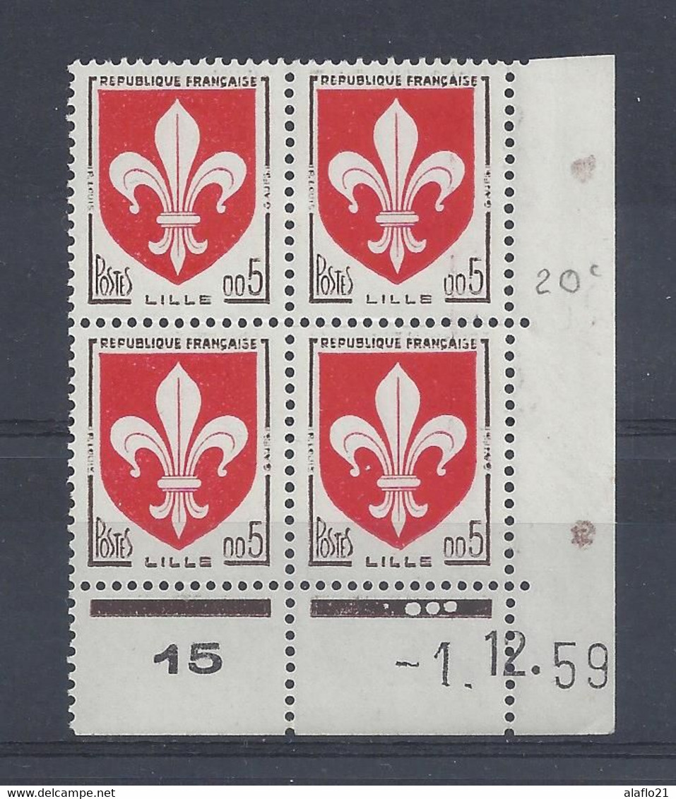 BLASON LILLE N° 1230 - Bloc De 4 COIN DATE - NEUF SANS CHARNIERE - 1/12/59 - 1960-1969