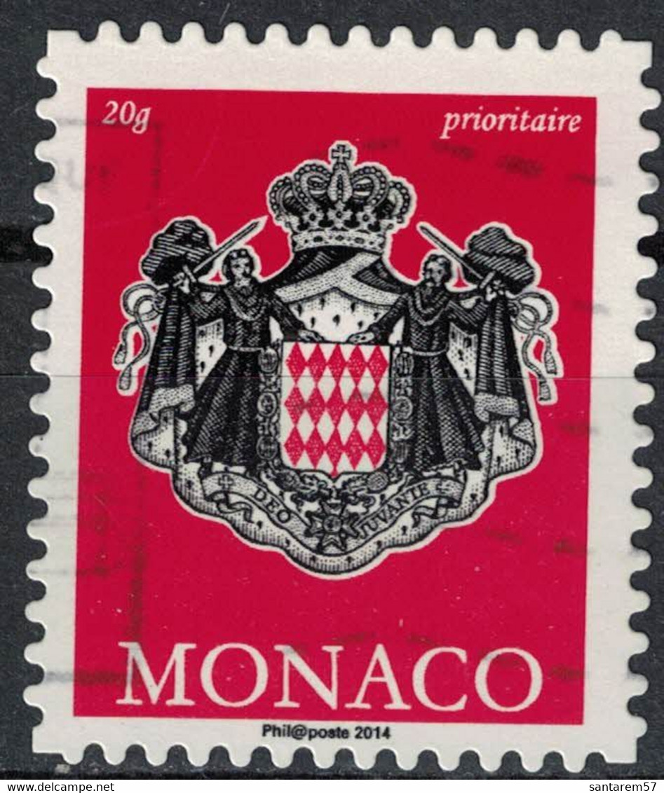 Monaco 2014 Oblitéré Used Coat Of Armes Blason Armoiries Rouge Vif Prioritaire - Usati