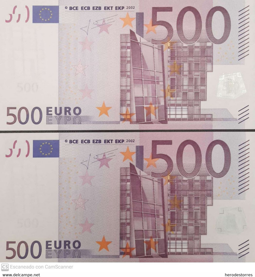 Pareja 500 EURO ALEMANIA(X) Low Nummer, R018A, TRICHET, UNC - 500 Euro