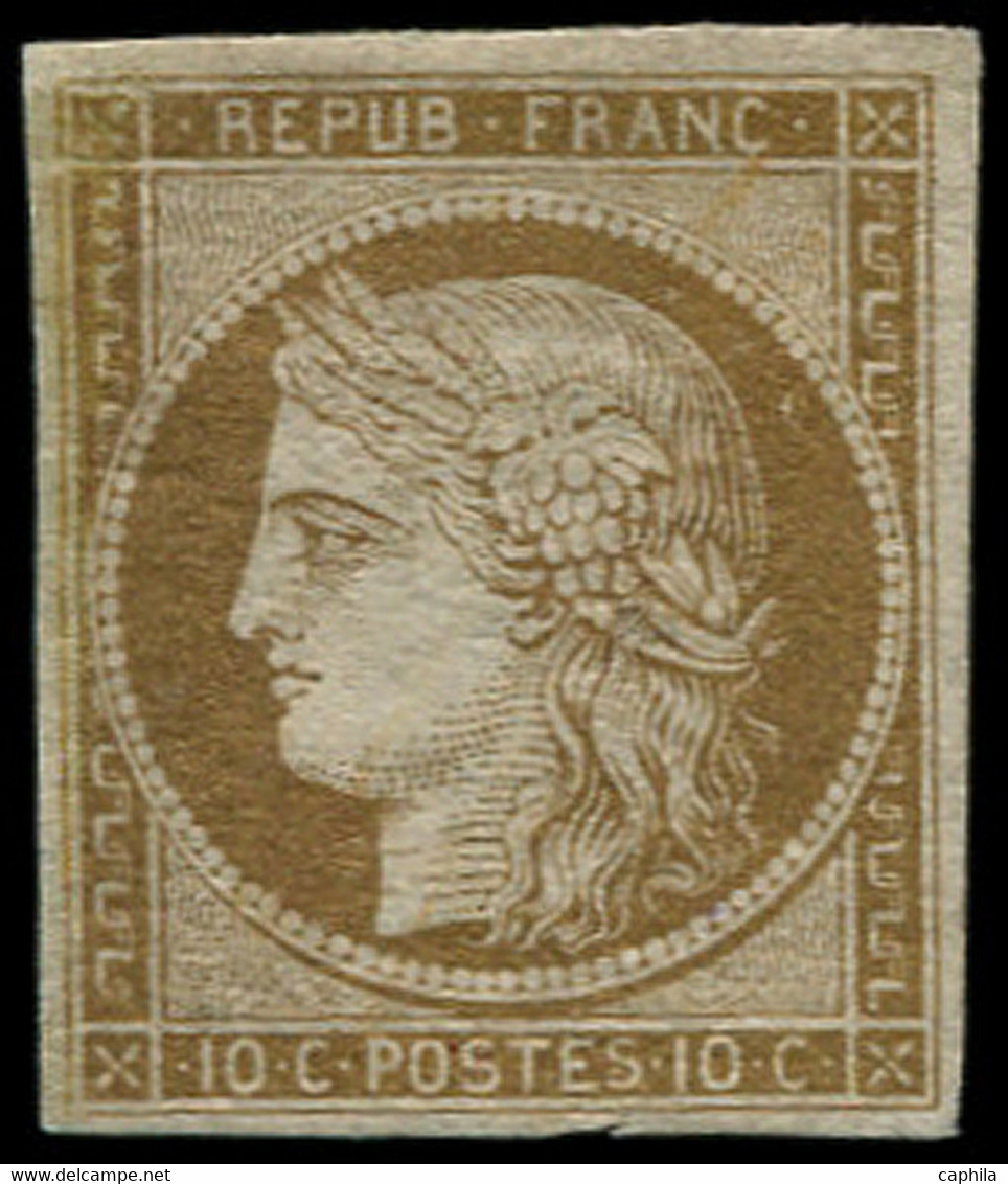 * FRANCE - Poste - 1, Remargé: 10c. Bistre-jaune - 1849-1850 Ceres