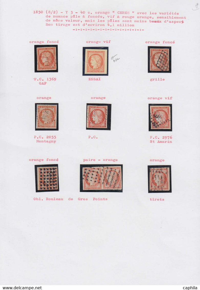 O FRANCE - Poste - 5, 7 Unités Et Une Paire, Nuances Et Oblitérations, TTB (un Ex. Et Paire TB) - 1849-1850 Cérès