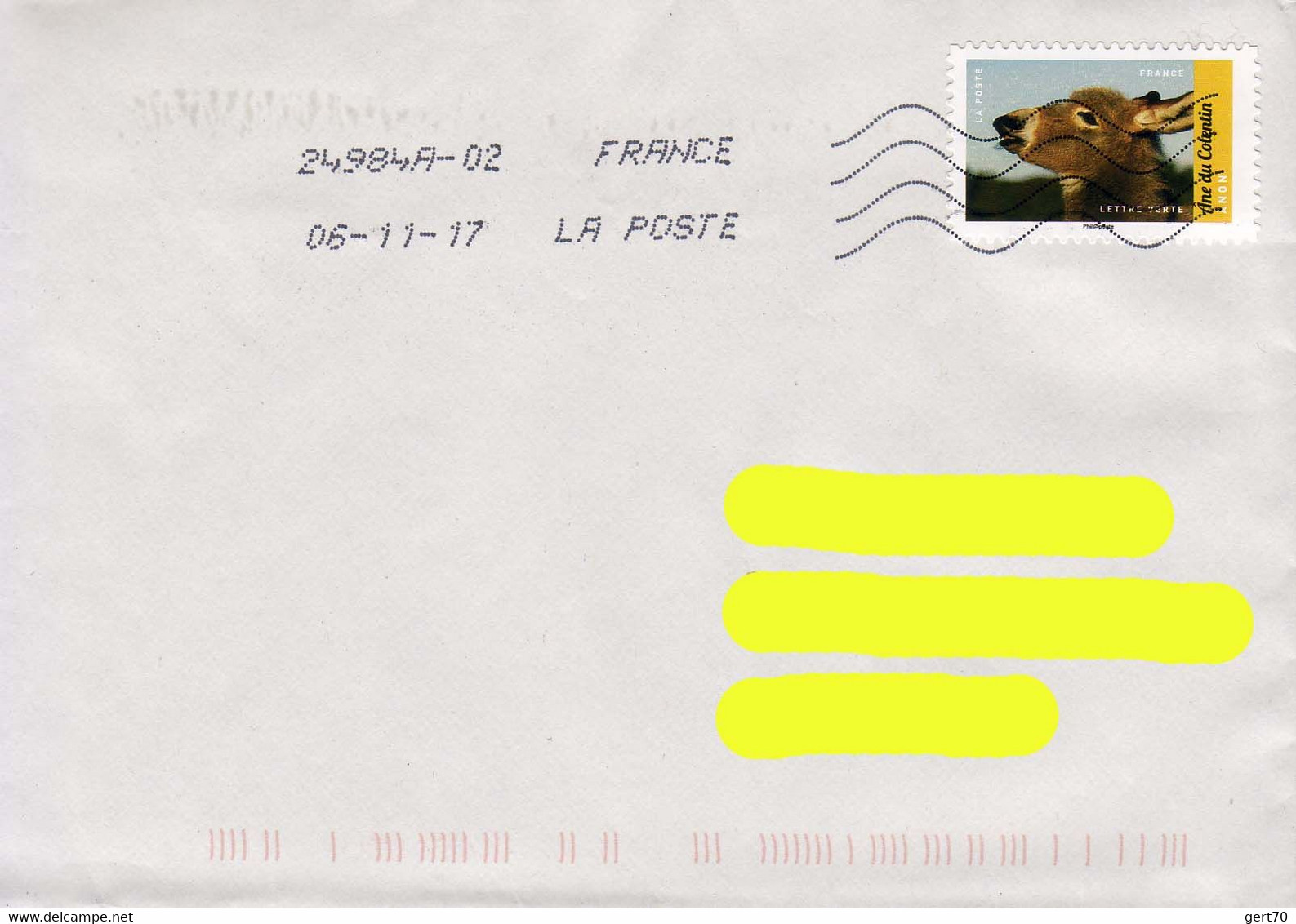France 2017, Donkey / Ane Du Cotentin On A Circulated Cover. - Burros Y Asnos