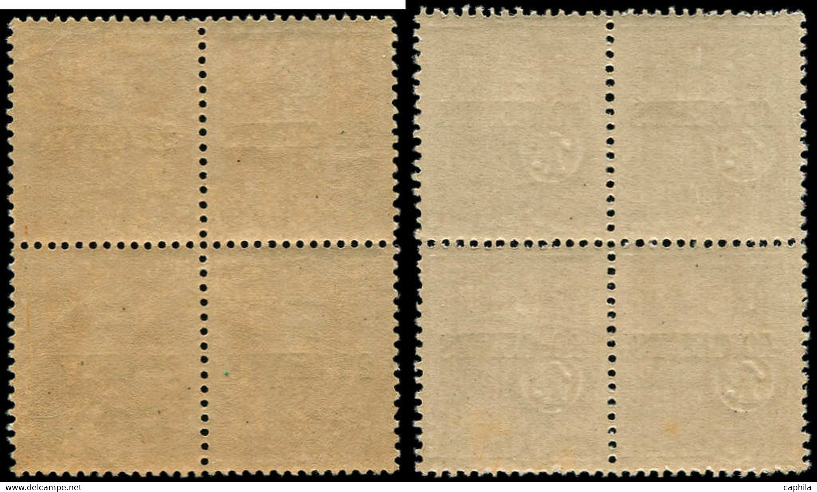 ** INDOCHINE - Taxe - 27/28, Blocs De 4 Dont 27a/28a, 27 Gomme Coloniale (Maury) - Timbres-taxe