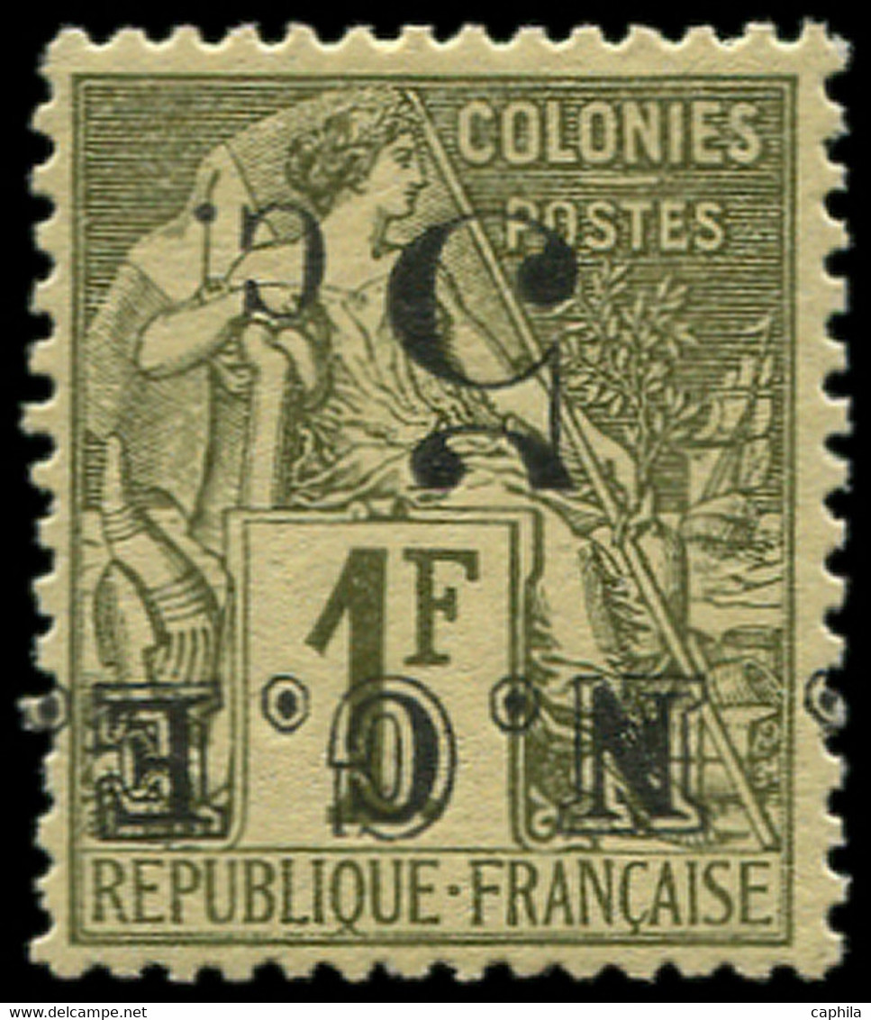 ** NOUVELLE-CALEDONIE - Poste - 10a, Surcharge Renversée: 5c. S. 1f. Olive (Maury) - Unused Stamps