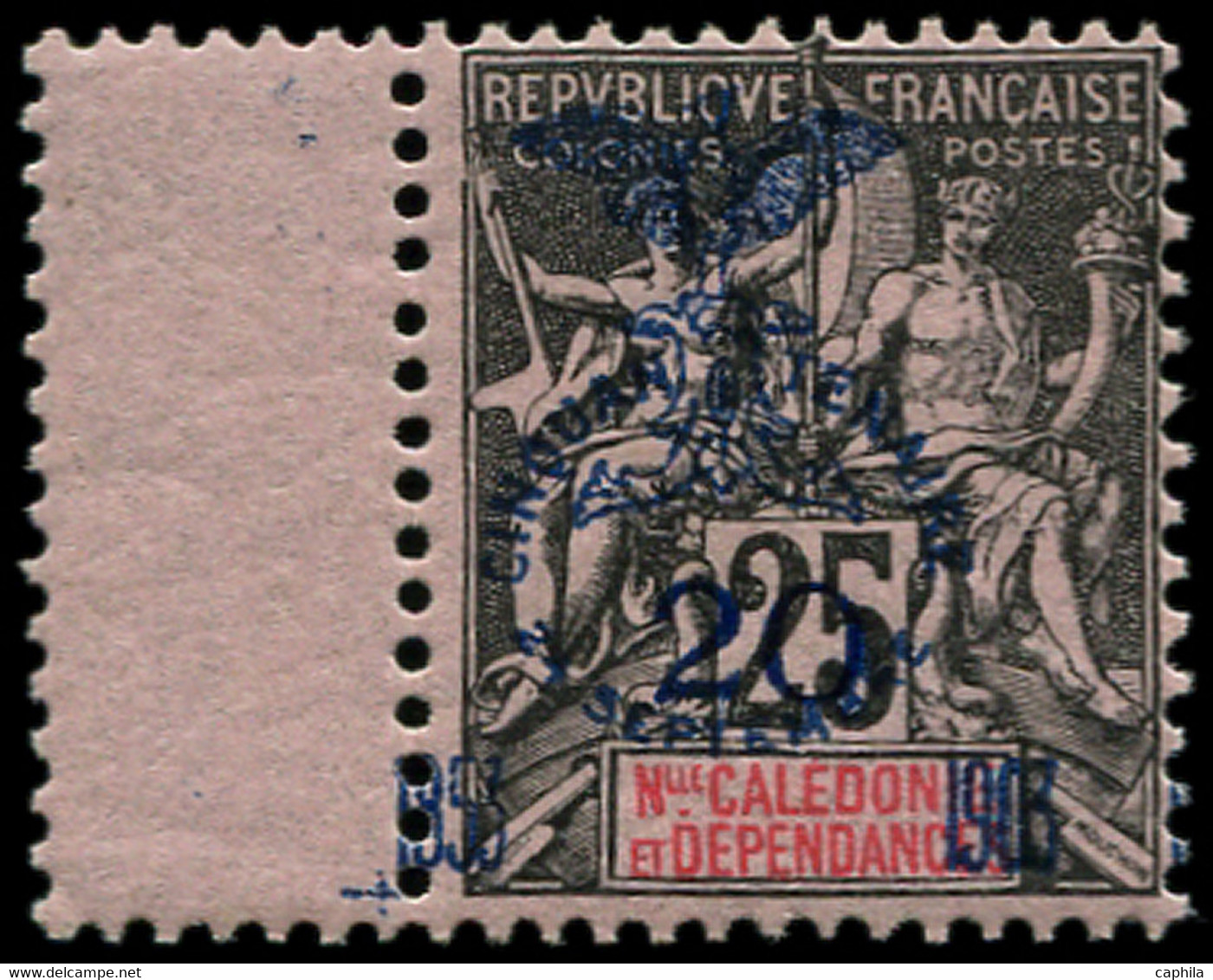 ** NOUVELLE-CALEDONIE - Poste - 87, Surcharge Du Cinquantenaire à Cheval, Bdf: 20c. S. 25c. Noir S. Rose (Maury) - Unused Stamps