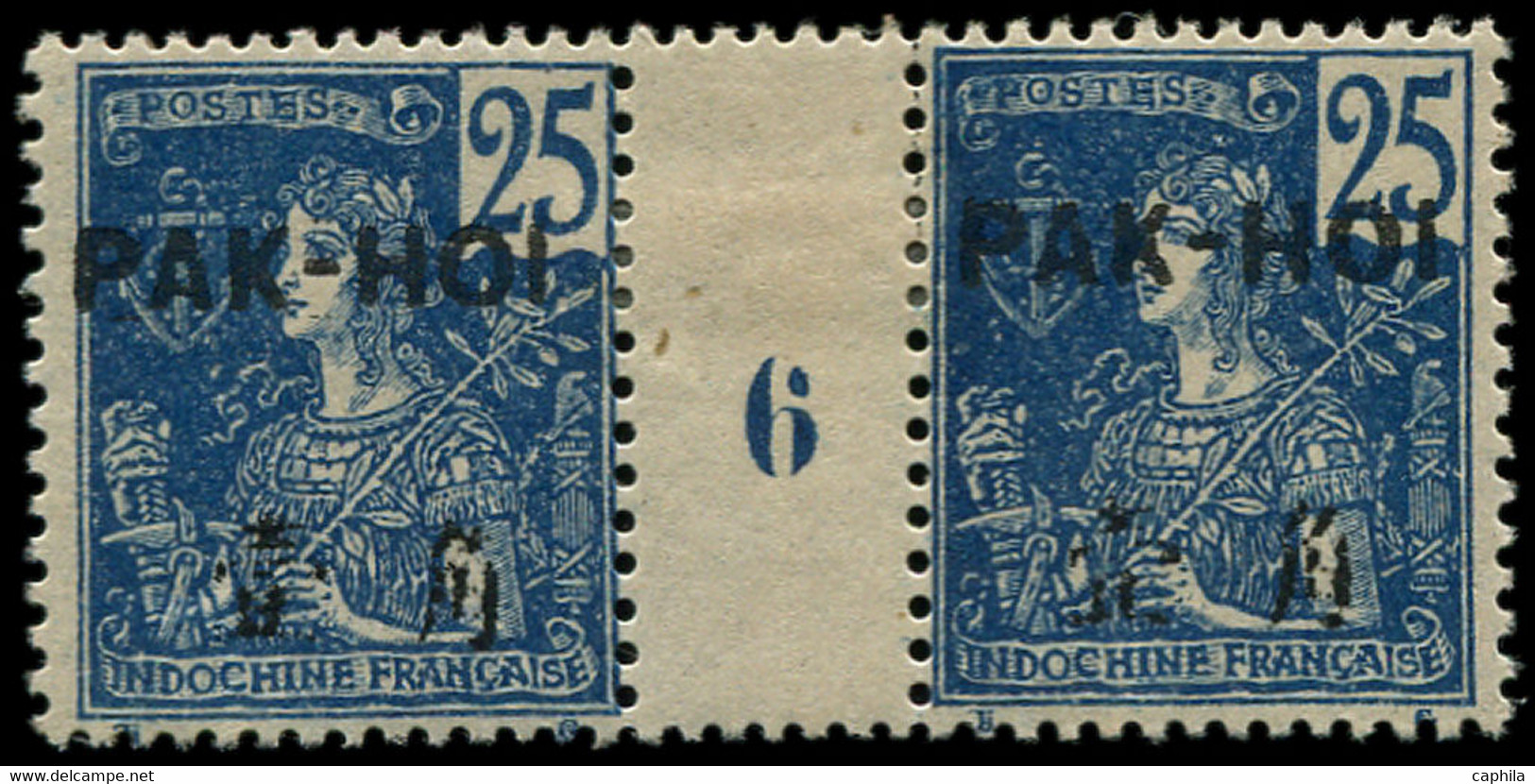 * PAKHOI - Poste - 24, Paire Millésime "6", Tirage 300: 25c. Bleu (Maury) - Unused Stamps