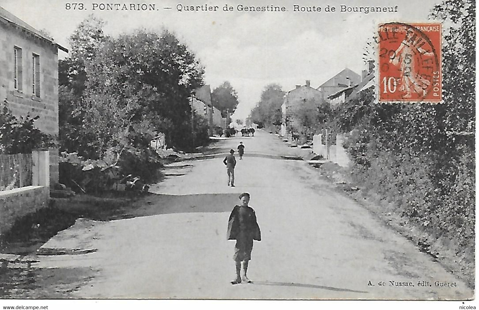 23 - Creuse - Pontarion - Quartier De Genestine - Route De Bourganeuf Très Rare CPA Postée En 1915 Parfait état - Pontarion