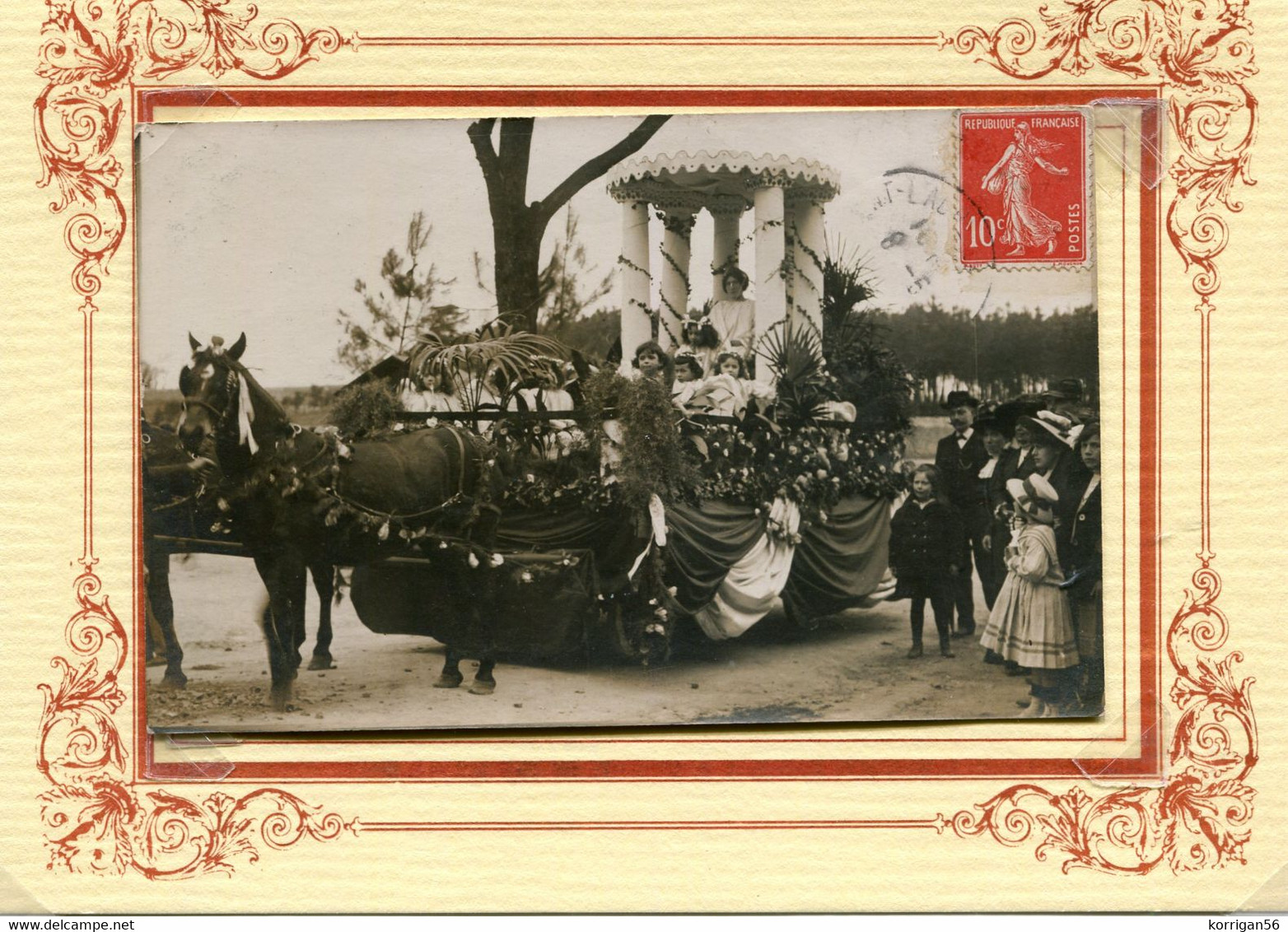 PONT L' ABBE  *** FETES    *** UN CHAR *** CHEVAL *** CARTE PHOTO *** - Pont L'Abbe