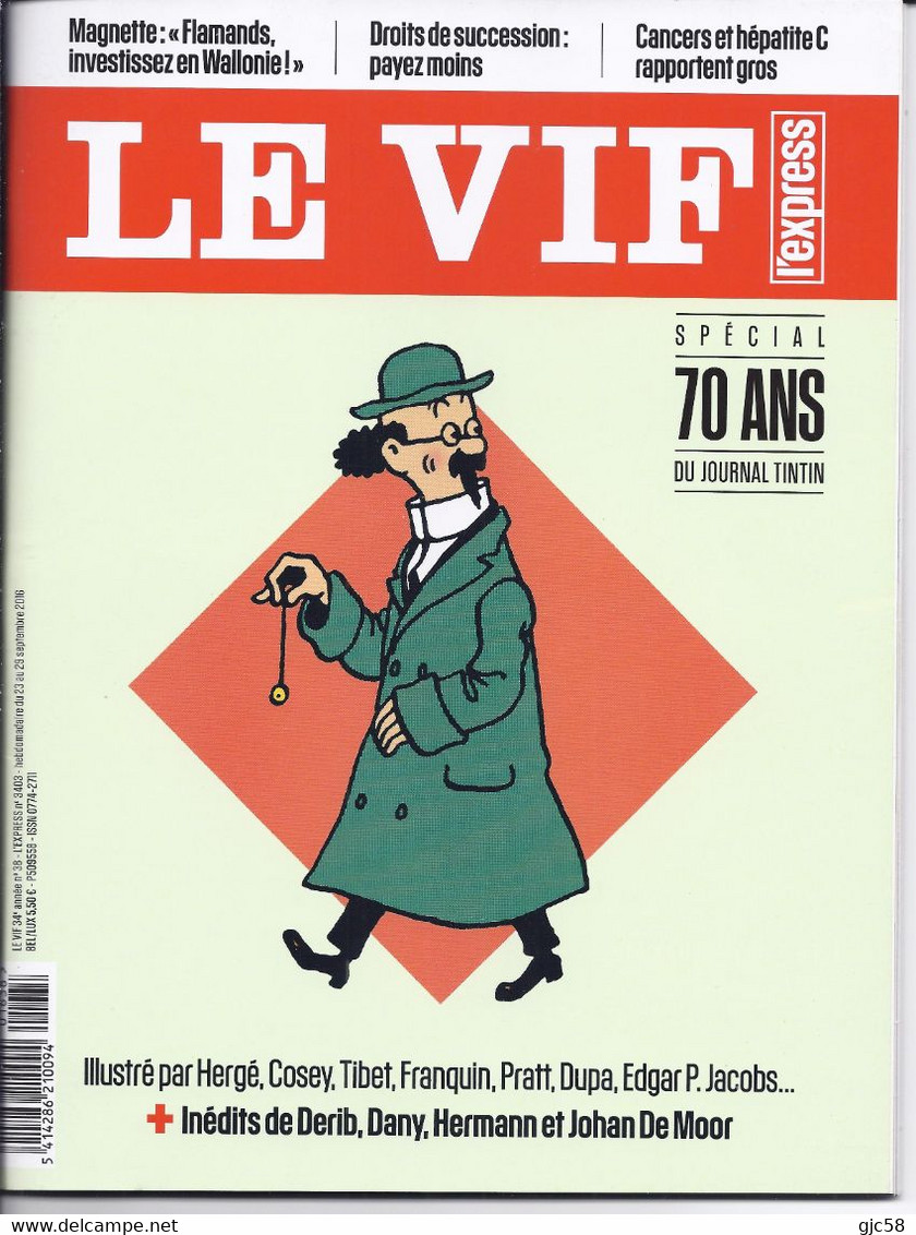 Le Vif 2018 - 70 Ans De Tintin - Tournesol - Hergé - Dossiers De Presse