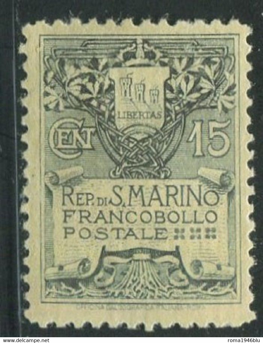 SAN MARINO 1910 5 C. FONDO GIALLO * GOMMA ORIGINALE - Nuovi