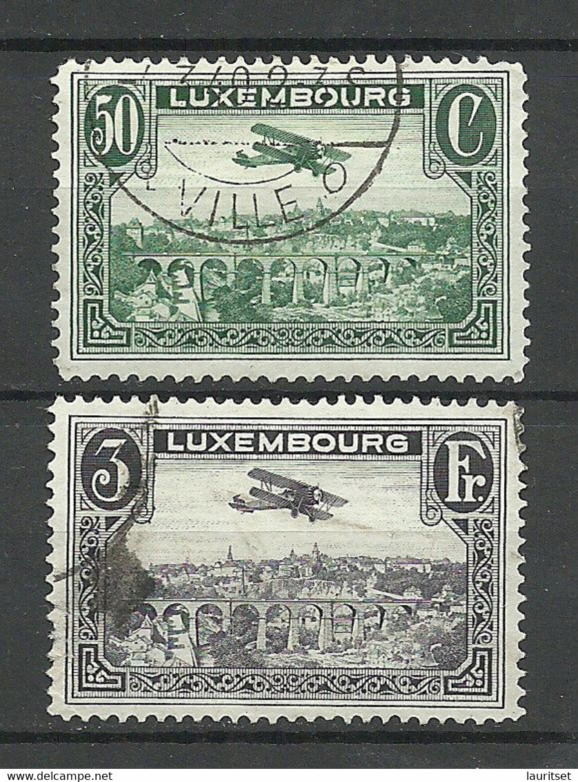 LUXEMBOURG Luxemburg 1933 Michel 250 - 251 O Flugpost Air Mail Air Plane Doppeldecker - Gebraucht